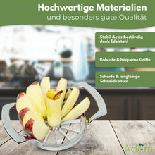 Laden Sie das Bild in den Galerie-Viewer, Adam® Apfelschneider aus Edelstahl mit 12 Klingen, Apfelteiler, versandkostenfrei