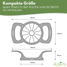 Laden Sie das Bild in den Galerie-Viewer, Adam® Apfelschneider aus Edelstahl mit 12 Klingen, Apfelteiler, versandkostenfrei